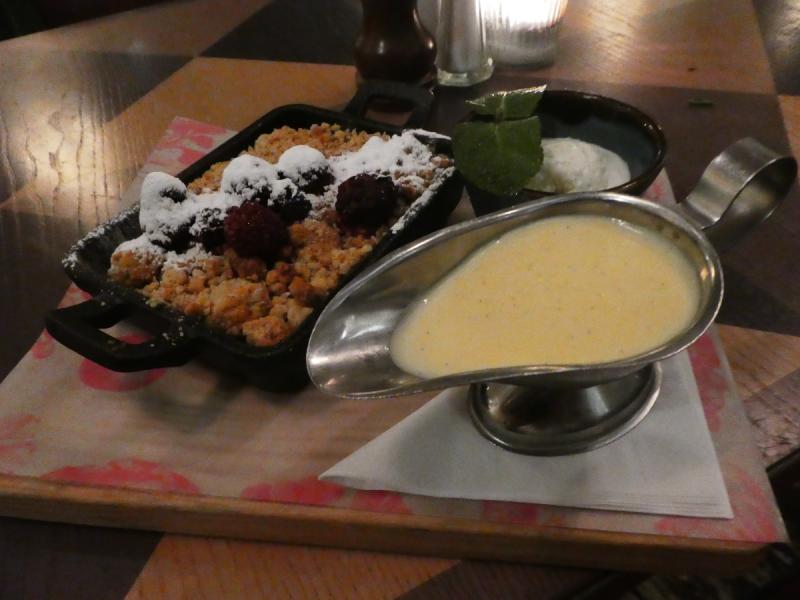 Warm Blackberry, Apple and Ginger Crumble